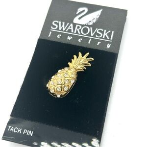 Swarovski Crystal Pineapple Tack Pin NWT